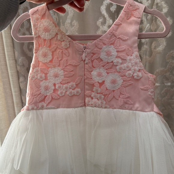 American Princess Pink and White Floral Tulle Dress Size 2T - Picture 4 of 5